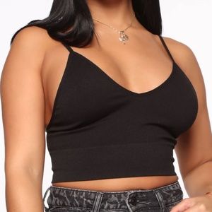 fashion nova seamless cropped tank-black